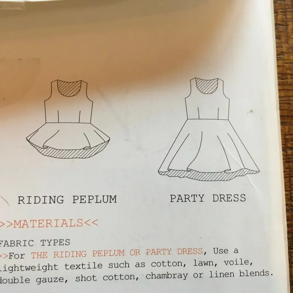 April Rhodes Sewing Pattern Riding Peplum Top & Party Dress XS-XXL UNCUT